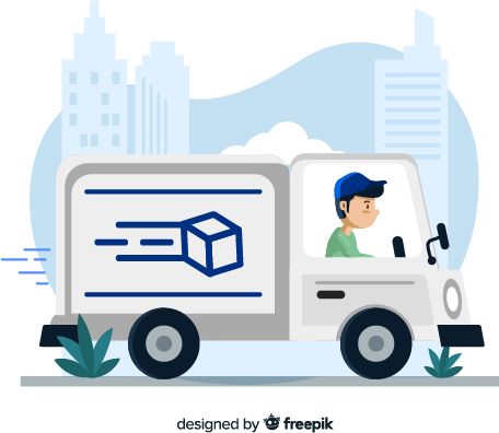 Delivery van with driver, designed by freekpik